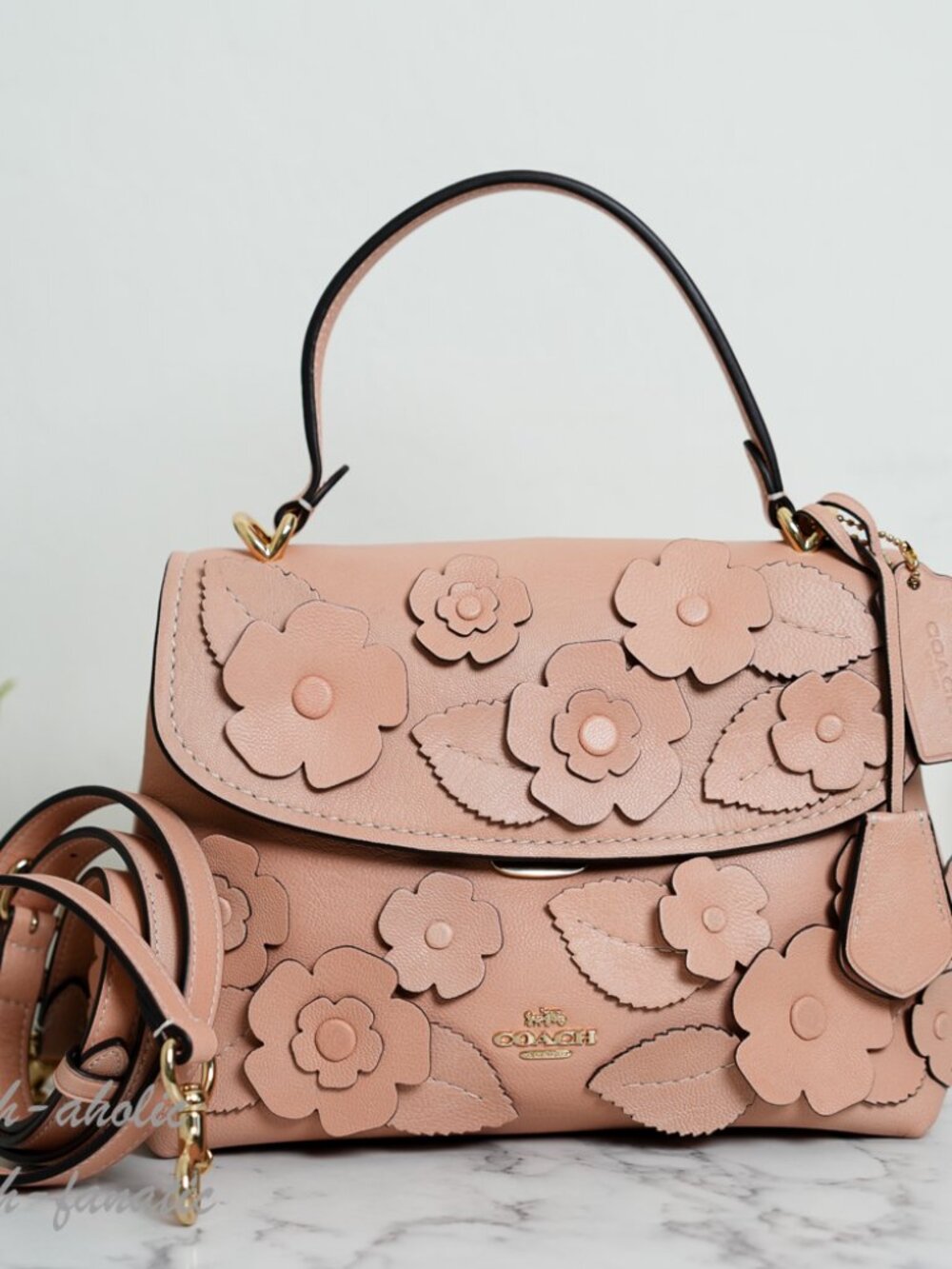 COACH CDY44 Emory Top Handle Bag with Floral Appliqué in Light Pink NWT - Picture 5 of 16
